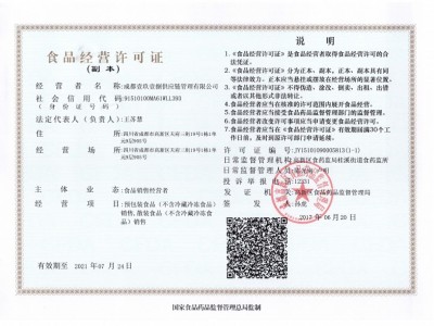 食品經營許可證