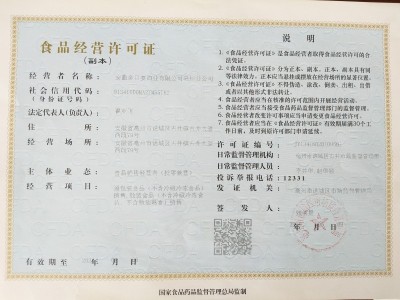 食品經營許可證